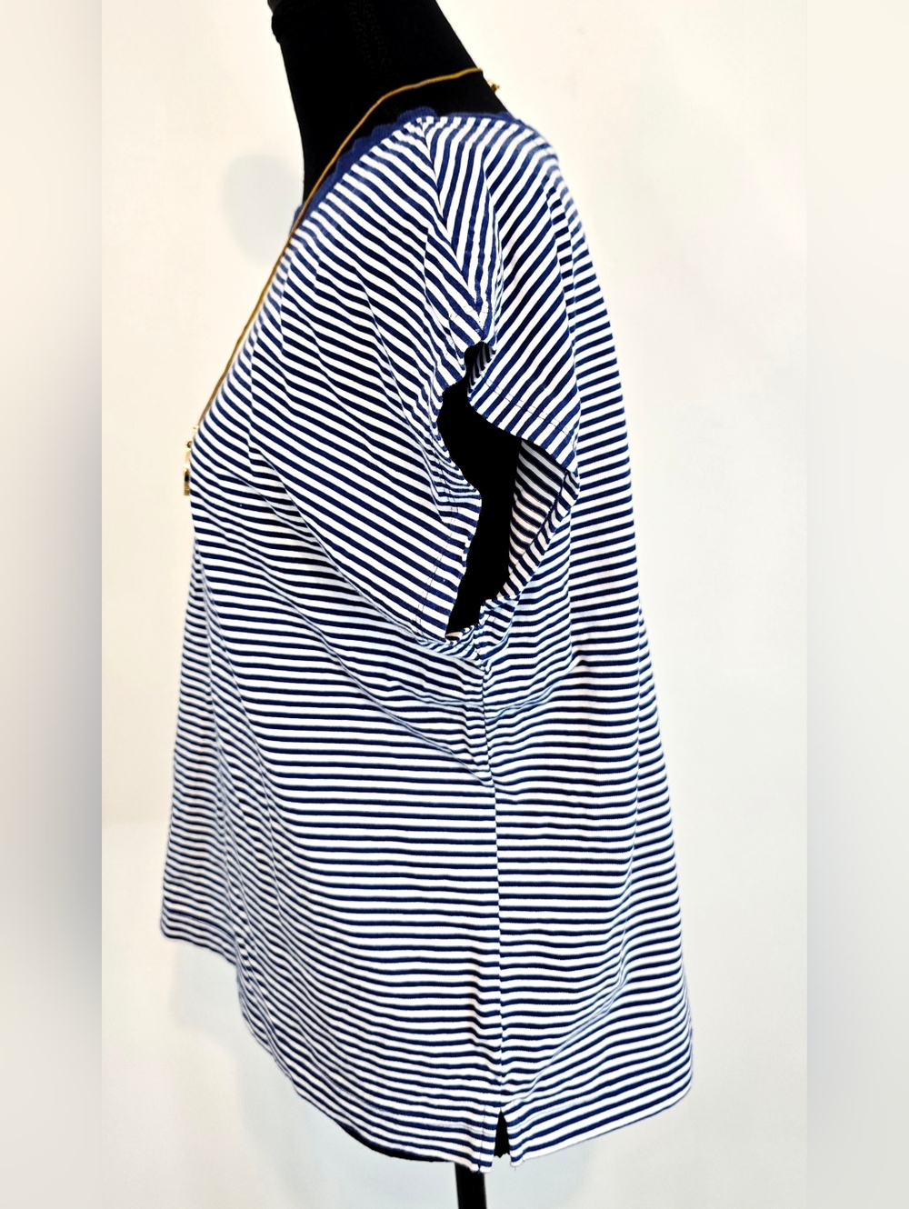 LOFT striped top blue white preppy nautical casual chic everyday - Picture 6 of 8